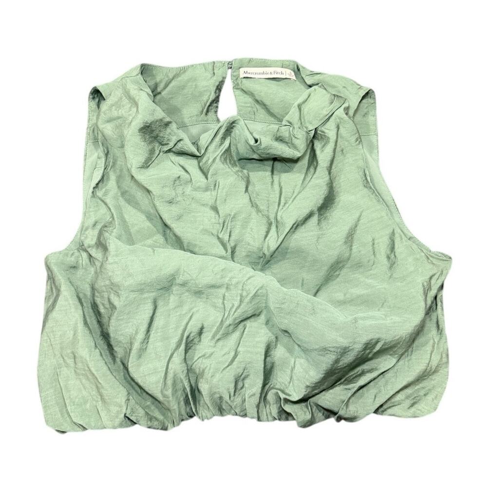 Abercrombie & Fitch Green Modal Sleeveless Bubble Hem Top Size Small Cowl Neck
